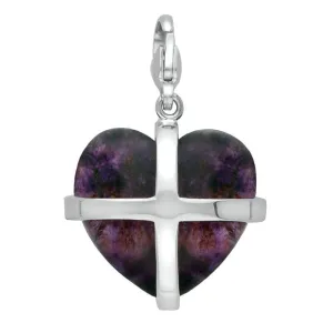 Sterling Silver Blue John Large Cross Heart Charm
