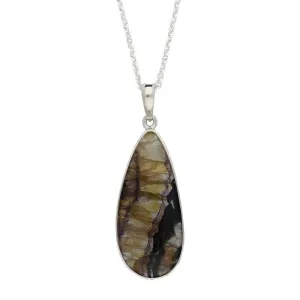 Sterling Silver Blue John Large Pear Shaped Necklace