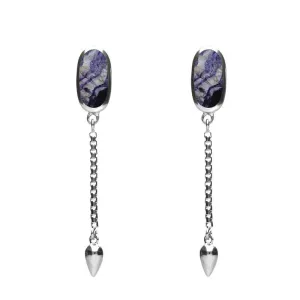 Sterling Silver Blue John Lineaire Medium Drop Stud Earrings