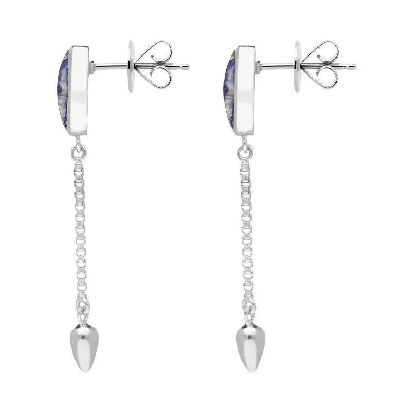 Sterling Silver Blue John Lineaire Medium Drop Stud Earrings