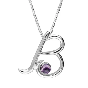 Sterling Silver Blue John Love Letters Initial B Necklace
