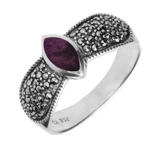 Sterling Silver Blue John Marcasite Shoulder Ring