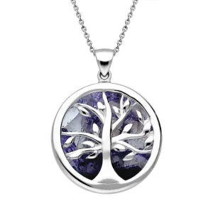 Sterling Silver Blue John Medium Round Tree of Life Necklace