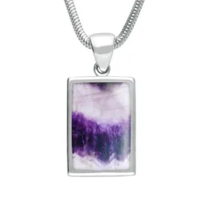Sterling Silver Blue John Oblong Necklace