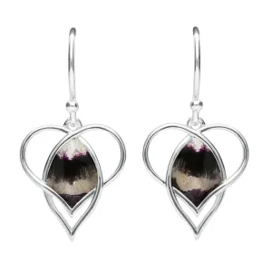 Sterling Silver Blue John Open Heart Twist Drop Earrings
