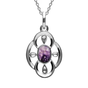 Sterling Silver Blue John Open Petal Flower Neckace