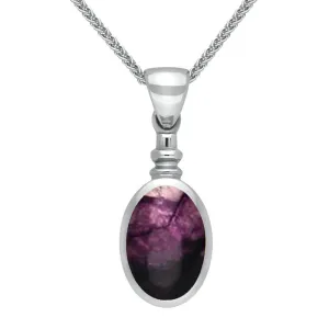 Sterling Silver Blue John Oval Bottle Top Necklace