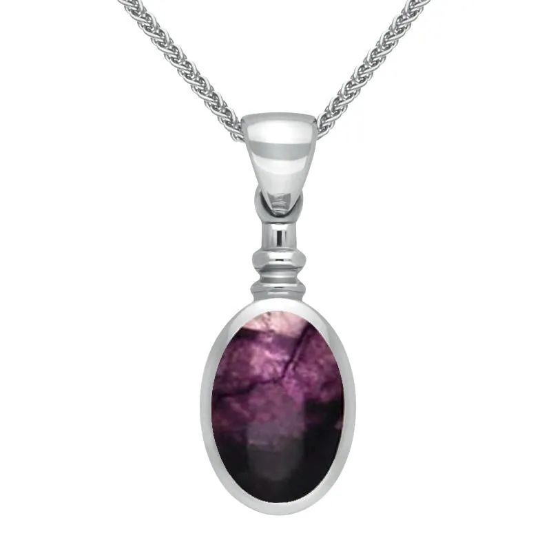Sterling Silver Blue John Oval Bottle Top Necklace