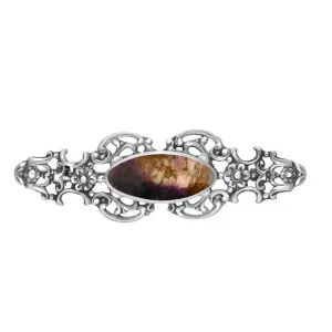 Sterling Silver Blue John Oval Fancy Brooch