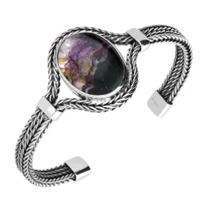 Sterling Silver Blue John Oval Foxtail Bangle