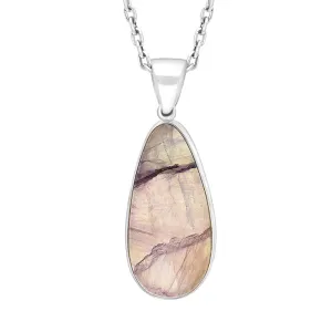 Sterling Silver Blue John Oval Necklace D