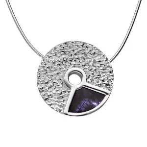 Sterling Silver Blue John Peak District Millstone Large Pendant