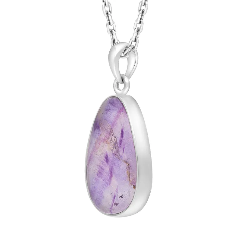 Sterling Silver Blue John Pear Necklace D