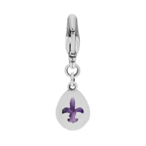 Sterling Silver Blue John Pear Shaped Fleur De Lis Clip Charm