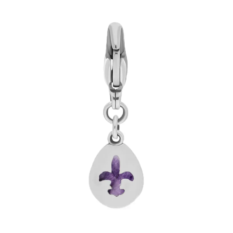 Sterling Silver Blue John Pear Shaped Fleur De Lis Clip Charm