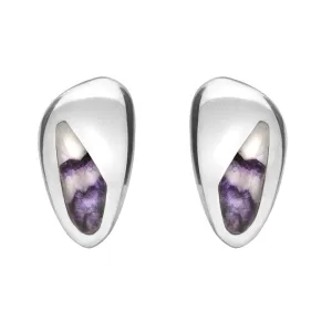 Sterling Silver Blue John Pebble Freeform Stud Earrings