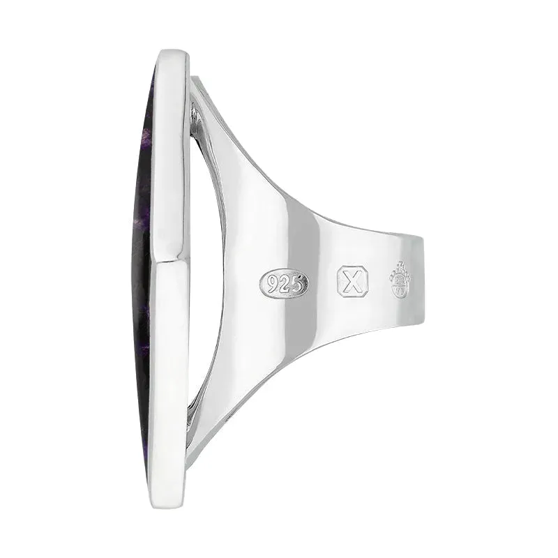 Sterling Silver Blue John Queen's Jubilee Hallmark Large Rhombus Ring D