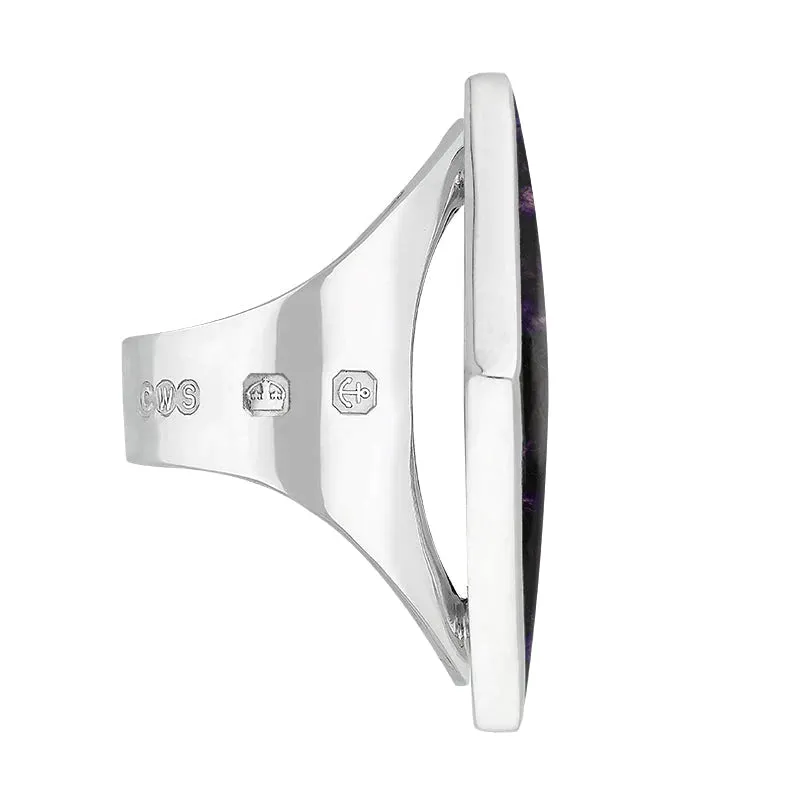 Sterling Silver Blue John Queen's Jubilee Hallmark Large Rhombus Ring D