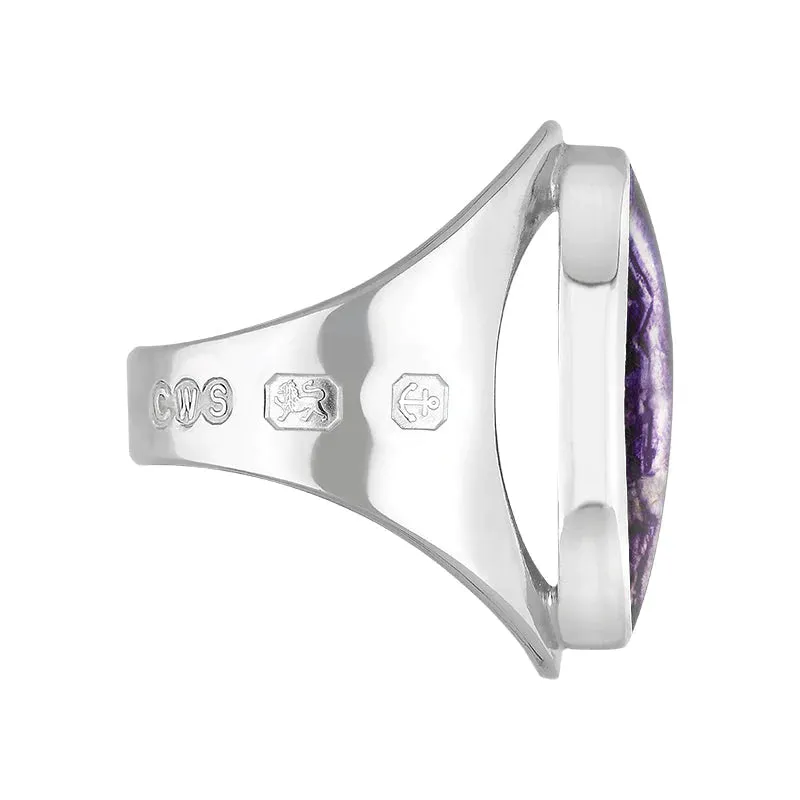Sterling Silver Blue John Queen's Jubilee Hallmark Medium Oval Ring D