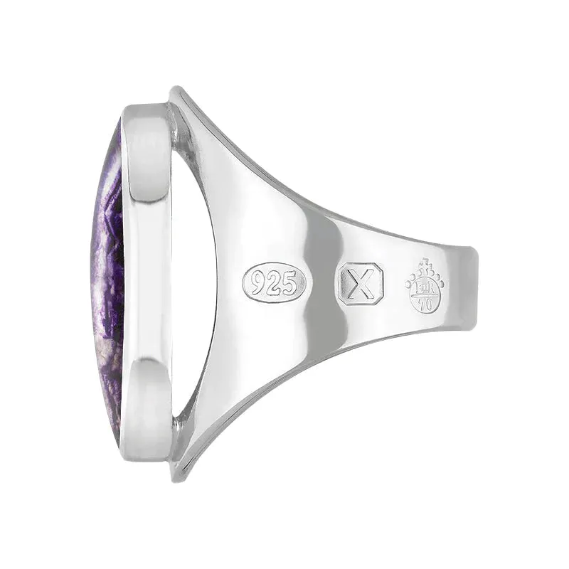 Sterling Silver Blue John Queen's Jubilee Hallmark Medium Oval Ring D