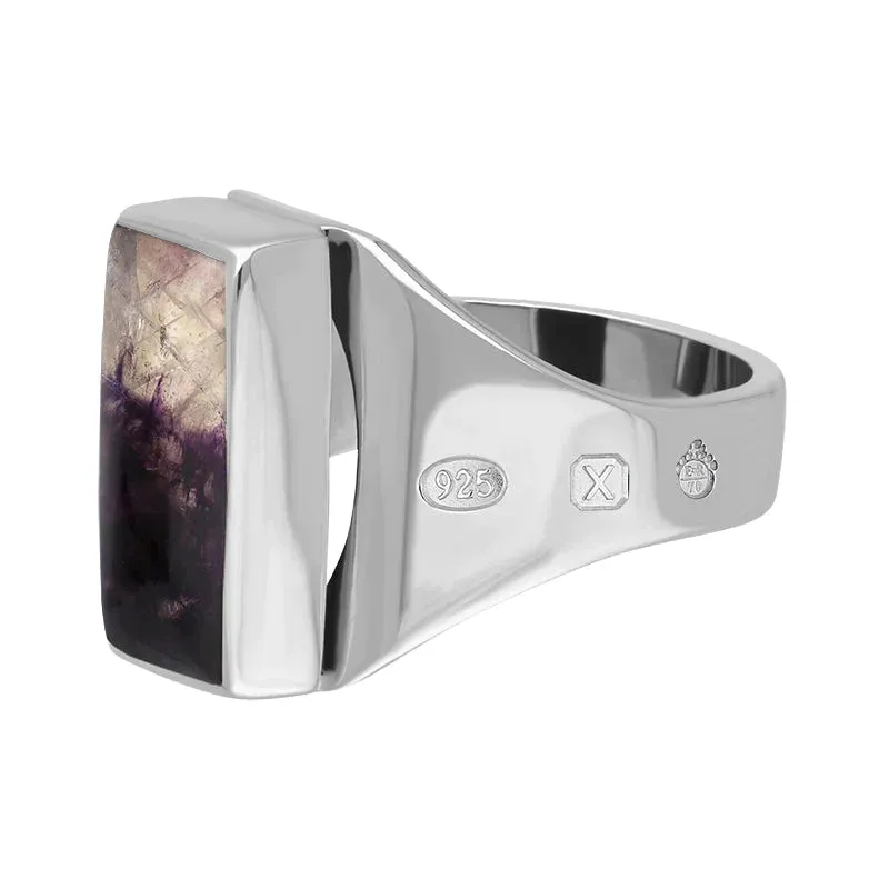 Sterling Silver Blue John Queen's Jubilee Hallmark Small Oblong Ring D