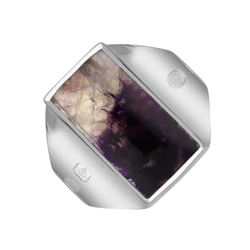 Sterling Silver Blue John Queen's Jubilee Hallmark Small Oblong Ring D