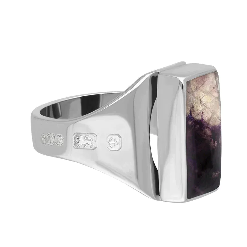 Sterling Silver Blue John Queen's Jubilee Hallmark Small Oblong Ring D