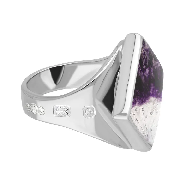 Sterling Silver Blue John Queen's Jubilee Hallmark Small Rhombus Ring D