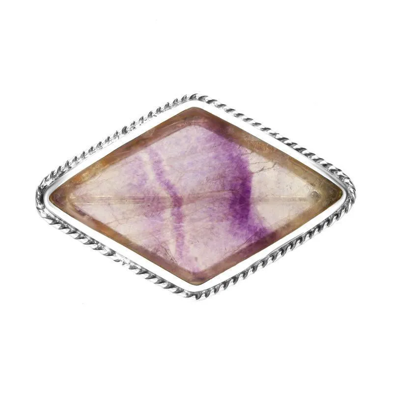 Sterling Silver Blue John Rhombus Shaped Rope Edge Brooch