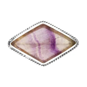 Sterling Silver Blue John Rhombus Shaped Rope Edge Brooch