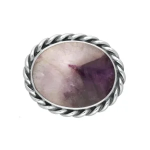 Sterling Silver Blue John Rope Edge Oval Brooch