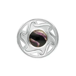 Sterling Silver Blue John Round Celtic Framed Brooch