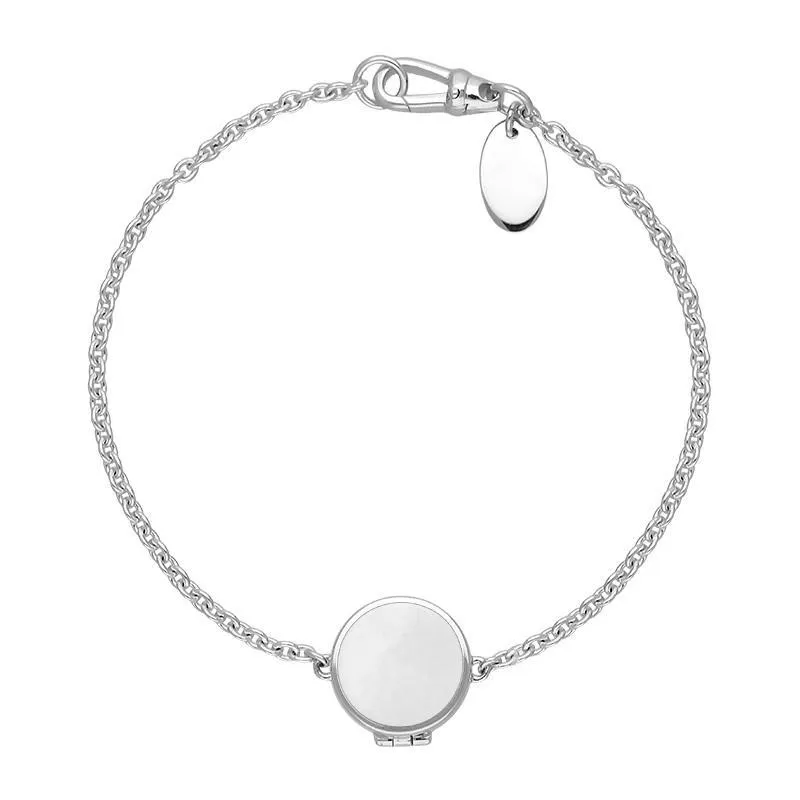 Sterling Silver Blue John Round Locket Chain Bracelet