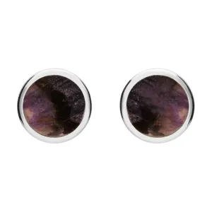 Sterling Silver Blue John Round Stud Earrings