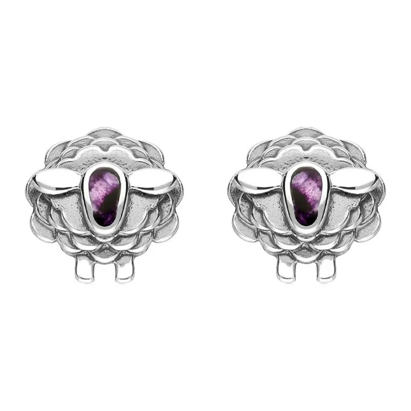Sterling Silver Blue John Sheep Stud Earrings