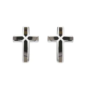 Sterling Silver Blue John Small Cross Stud Earrings