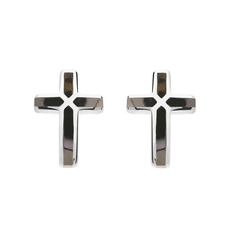 Sterling Silver Blue John Small Cross Stud Earrings