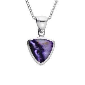 Sterling Silver Blue John Small Curved Triangle Necklace