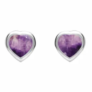 Sterling Silver Blue John Small Framed Heart Stud Earrings