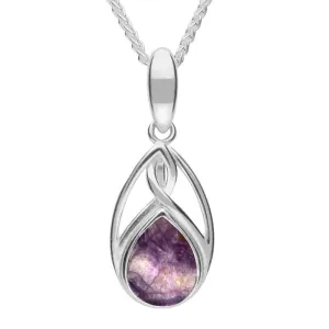Sterling Silver Blue John Small Pear Twist Celtic Necklace