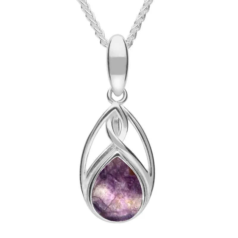 Sterling Silver Blue John Small Pear Twist Celtic Necklace