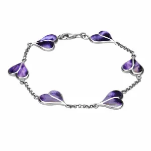 Sterling Silver Blue John Split Heart Bracelet