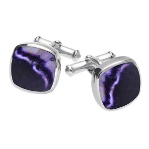 Sterling Silver Blue John Square Cushion Cufflinks