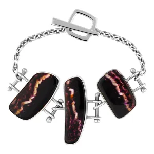 Sterling Silver Blue John Three Stone Link Bracelet D
