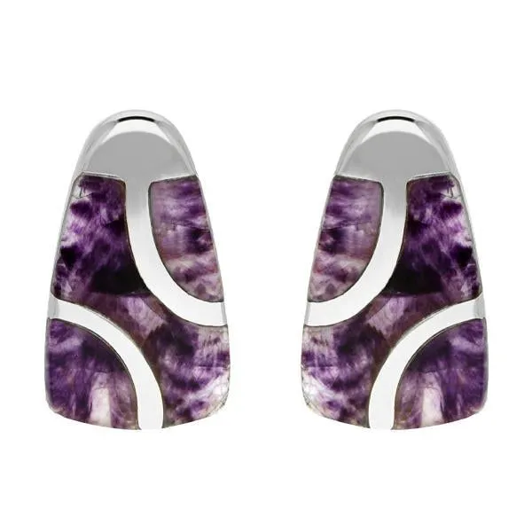Sterling Silver Blue John Three Stone Stud Earrings