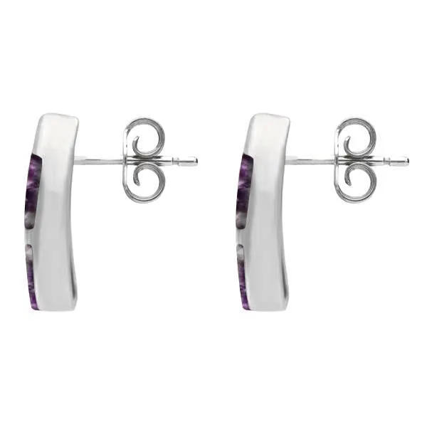 Sterling Silver Blue John Three Stone Stud Earrings
