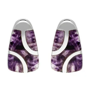 Sterling Silver Blue John Three Stone Stud Earrings