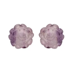 Sterling Silver Blue John Tuberose 8mm Rose Stud Earrings
