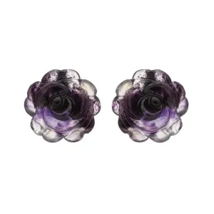 Sterling Silver Blue John Tuberose Rose Large Stud Earrings