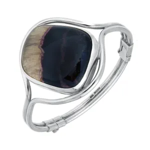 Sterling Silver Blue John Unique Style Hinged Bangle